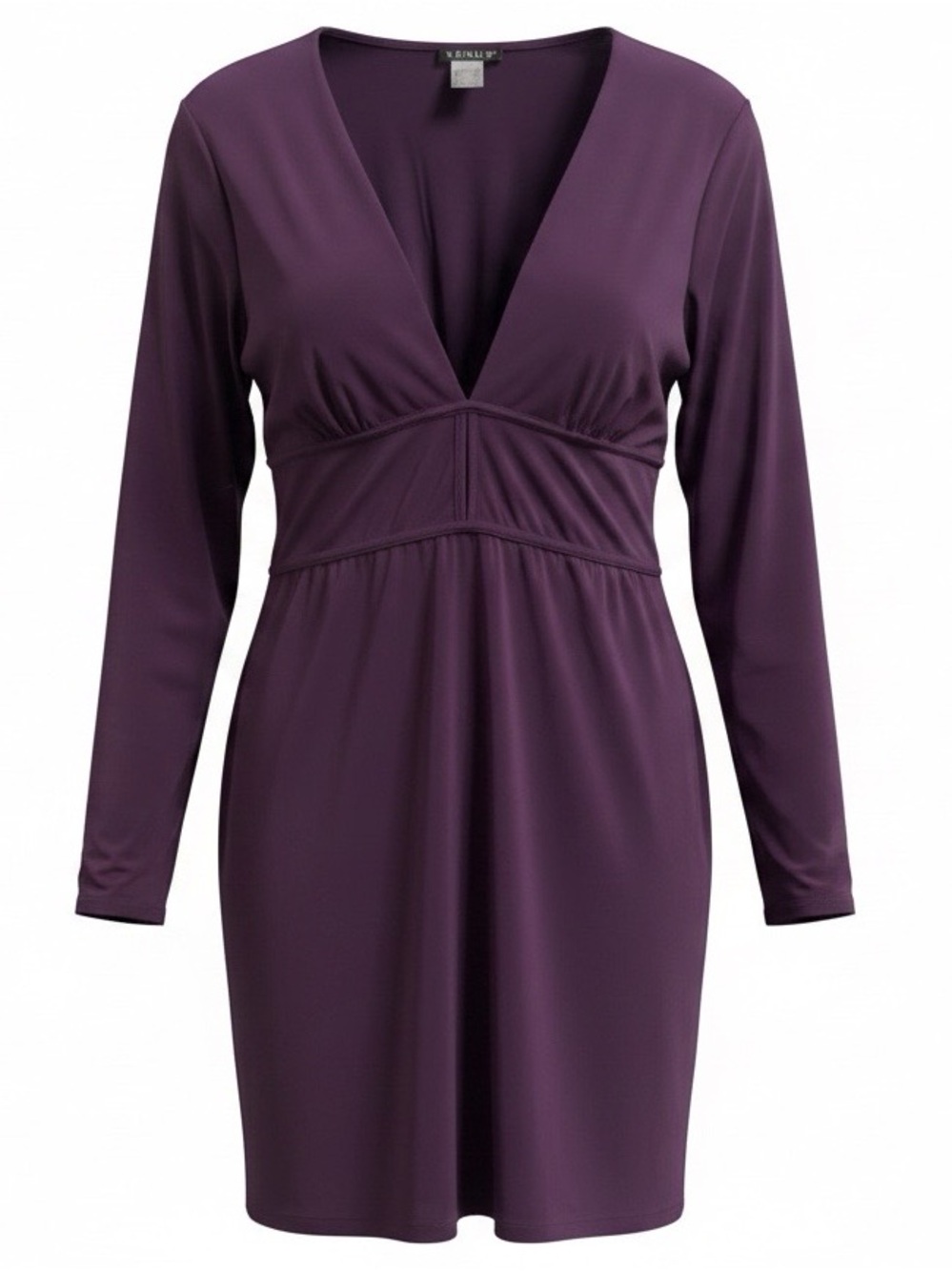 VENUS Plum V-Neck Long Sleeve Dress